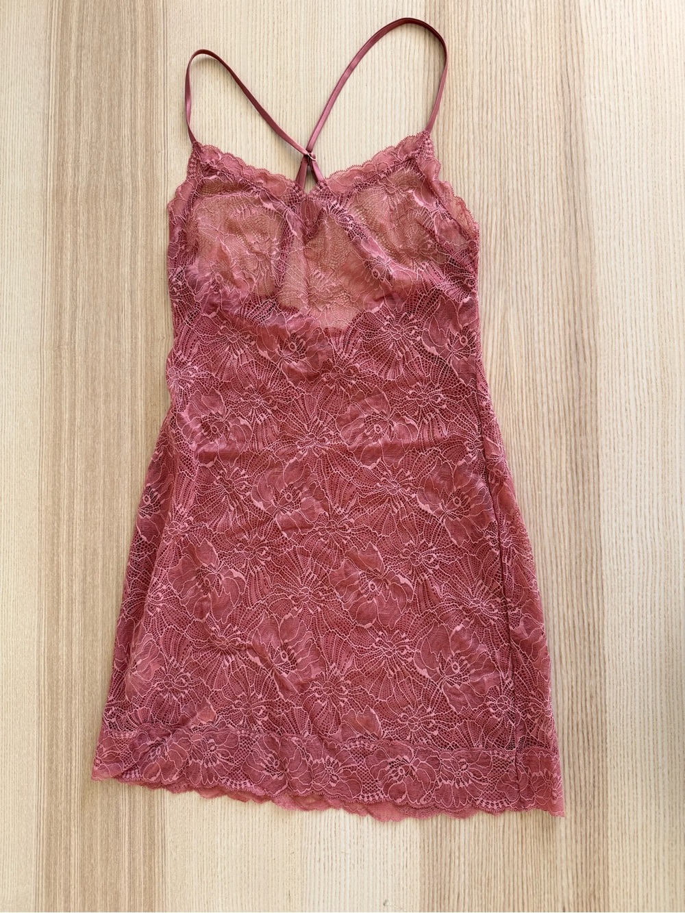 Blush Pink Dusty Rose Lace Slip Dress Victoria’s Secret Sheer Mini